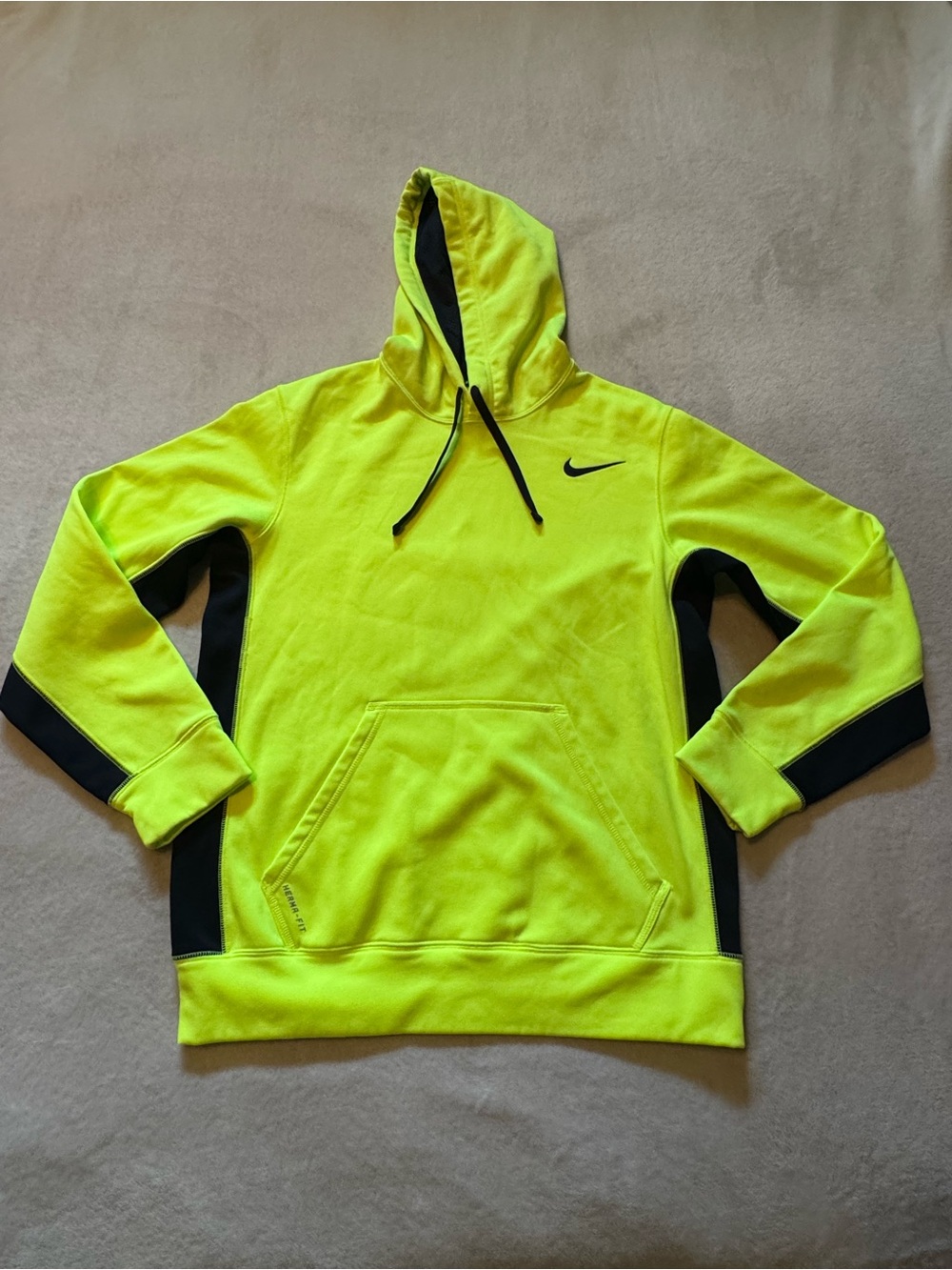 Nike Therma-Fit Neon Yellow and Black Hoodie